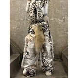 SHOPMOCHO Harajuku Y2k Jeans Patchwork Leopard Print Wide Leg Pants for Women Pantalon Femme Streetwear Straight Fashion Denim Trousers