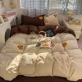 SHOPMOCHO Brown Stripe Bedding Comforter Set Pillowcase bed sheet Single Full Size Bed Linen Duvet Cover Set Queen/King Double Single Bed