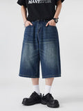 SHOPMOCHO Summer New Straight Men's Denim Shorts Fashion Korean Loose Vintage Jeans Casual Wide Y2k Short Pants Streetwear
