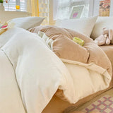 SHOPMOCHO Simple Milk Fleece Warm Autumn Winter Duvet Cover Set 220x240 Soft Fluffy Queen Bedding Set Plush Warmth Blanket Cover Sets Cozy