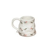 Shopmocho Retro floral cup, ceramic cup, hand-squeezed irregular cup, coffee cup, milk cup, water cup, high-value cup