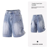 SHOPMOCHO Mens Shorts Denim Shorts Summer Loose Straight Fit Casual Five Inch Inseam Trendy Streetwear