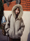 Shopmocho American Vintage Long Sleeve Hoodie Women Harajuku Casual Striped Sweatshirt Zipper Streetwear Faux Fur Sweet 2025 Autumn