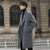 SHOPMOCHO 2025 Fall Winter New Double Faced Wool Overcoat Men Loose Collar High End Men Outerwear Mid Long Length Fashion Coat Blend Mens