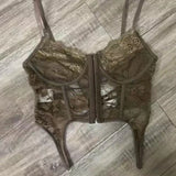 SHOPMOCHO-Y2k American Hot Girl Three Piece Sexy Skirt Suit Lace Maillard Color High Street Design Cardigan Suspender Female Versatile