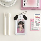 Shopmocho Ins Style Cartoon Puppy Photocard Holder With Keychains Cute 3inch Cards Protect Sleeves For Students