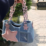 Shopmocho Denim Women Underarm Shopper Totes Large Capacity Designer Hobo Shoulder Bag Luxury Women's Handbag Small Crossbody Bag