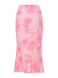 Shopmocho Women Floral Long Skirts Low Waist Chiffon Flowy Straight Skirt 2025 Summer Fall Bohemian Casual Retro Skirts