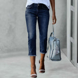 SHOPMOCHO Fashionable Slim Fitting Ripped Trendy Jeans Summer Streetwear Casual Distressed Stretchy Denim Pants