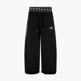 SHOPMOCHO American Retro College Style Loose Fit Two-Piece Set with Double Waist Head Fake Bathroom Pants for Sports Leisure 2025 Fashion
