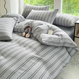 SHOPMOCHO 3pcs Simple, soft and skin-friendly duvet cover 3-piece set (1 duvet cover +2 pillowcases) (without core)Striped checkered