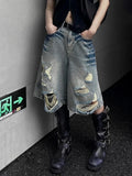Shopmocho 2025 Spring Summer 5 Points Jeans Streetwear Hottie Washed Short Jeans for Women Y2k Fashion High Waist Wide Leg Jean