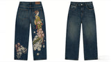 SHOPMOCHO Y2K Retro Punk Pink Totem Wide Leg Jeans Men Gothic High Street Hip Hop Washed Casual High Waist Floor Mopping Pants Women