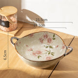 Shopmocho 7.5inch Japanese Household Noodle Bowl Ceramic Soup Bowl With Handle Salad Pasta Bowl Kitchen Tableware Microwave Oven Bakware