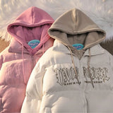 SHOPMOCHO American New Niche Ins Fake Two-piece Hooded Bread Coat Y2K Street Fashion Loose Retro Couple Coat Tide Men And Women Streetwear