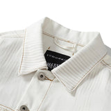 SHOPMOCHO Striped Gradient Abs Digital Print Short Denim Jacket 2026 Tide Trendy Men's Spring Autumn Loose Causal Lapel Y2K Coat