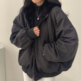Shopmocho Both Sides Thicken Coat New Zipper Hooded Women Winter Jacket Oversized Elegant Solid Fashion Warm Coats Casual Ladies Outerwear