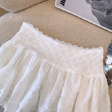 Shopmocho Balletcore Ruffled Mini Skirt with Lace Trim Low Rise Tiered White Skirt Summer Women TeenGirl Y2K Goth Outfit
