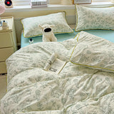 SHOPMOCHO Flower Printed Duvet Cover Sets Queen/King Bedding Set with Shell Edge Washed Cotton dekbedovertrek 240x220  이불 커버 Bed Cover Set