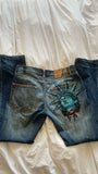 SHOPMOCHO Y2k 2000s Statue of liberty Diamonds Jeans Casual Denim Pants High Waist Straight Wide Leg Jeans Harajuku Vintage Women Clothing
