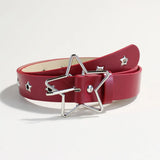 Shopmocho Y2K Punk Star Eyelet Black Rivet Belt Goth Pu Leather Belts For Women Jeans Pants Boys And Girls Students Belt