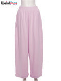 SHOPMOCHO Weird Puss Y2K Casual Wide-Leg Pants Women Autumn Loose Simple Basic Pocket High Waist Trousers Corduroy Streetwear Long Bottoms