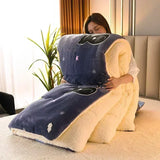 SHOPMOCHO Plaid Super Thick Warm Spring Blankets for Winter Autumn Milk Fleece Thicken Warmth Sleeping Blanket Soft Fluffy Comforter Quilt