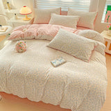 SHOPMOCHO American Pastoral Floral Printed Bedding Set Soft Skin-Friendly Double King Size Duvet Cover Set with Flat Sheet and Pillowcases