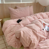 SHOPMOCHO Nordic sling Cotton Pink Stripes Duvet Cover 150x200 Size Girl's Room housse de couette Skin friendly Breathable Comforter Sets