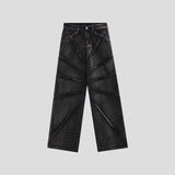 SHOPMOCHO New National Tide Couples American Raw Edge Stone Mill Washed Jeans Y2K Gothic Punk Style Loose Straight Tube Make Old Trousers