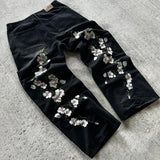 Shopmocho Y2K Baggy Jeans Harajuku vintage cherry blossom Embroidery high quality jeans streetwear Hip Hop gothic men women wide leg jeans