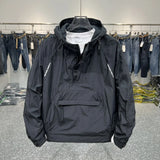 SHOPMOCHO Men's Fashion Long Sleeve Hooded Jacket Casual Outerwear with Zipper Pockets Outdoor Work Jacket Bomber Baseball Jacket