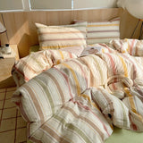 SHOPMOCHO 1pc Korean Cotton Pink Stripes Duvet Cover 150x200 Size Girl's Room housse de couette Skin friendly Breathable Comforter Sets