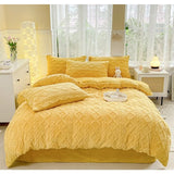 Shopmocho 1Pcs 2025 new tower hibiscus milk fleece quilt cover autumn and winter thickened warm solid color quilt cover, no pillowcase