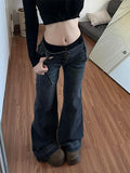 SHOPMOCHOAmerican Retro Low Waisted Jeans for Women's New Style Loose and Personalized Spicy Girl Design Washed Micro Flared Pants