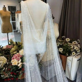 SHOPMOCHO Elegant Beaded Pearl Bridal Cape Veil Off Shoulder Bolero Shawl Wedding Jacket for Women Bride Accessories GP41