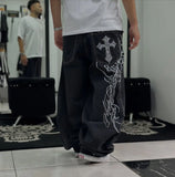 SHOPMOCHO SAtreetwear y2k high quality printing black baggy jeans harajuku trend men women hip hop fashion casual couple Wide-leg pantsY2K