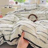 SHOPMOCHO Flower Printed Duvet Cover Sets Queen/King Bedding Set with Shell Edge Washed Cotton dekbedovertrek 240x220  이불 커버 Bed Cover Set