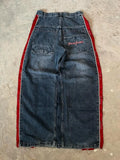 SHOPMOCHO Streetwear New Fashion Vintage Letter Embroidered Red Baggy Jeans Female Y2K Gothic Hiphop Popular Casual Straight Wide-leg Pant