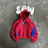SHOPMOCHO Y2k Retro Gothic America Spider Foaming 3d Print Hoodies Fashion Oversized Loose Full Zipper Hoodie Men Jacket Street Sweatshirt