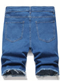 SHOPMOCHO Summer Slim Stretch Men Short Jeans Fashionable Retro Patchwork Denim Shorts Streetwear Cotton Cargo Shorts Male