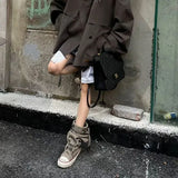 SHOPMOCHO Women Canvas Sneakers Flats Designer Mid Calf Snow Boots Fashion Shoes Woman 2025 Trend New Winter Punk Chelsea Boots Lady Shoes