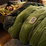 SHOPMOCHO Winter Plush Couple Bed Duvet Cover Bedspreads For Single Double Queen King Bed Velvect Warm Soft Nordic Couple Bed Quilt Cover
