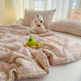SHOPMOCHO New Sweet Printed Air-Condition Blanket Soft Skin-Friendly quilted quilt Breathable Cooling Summer Comforter Queen King Beds
