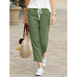 SHOPMOCHO-Autumn Cotton Women's Pants Y2K Black Drawstring Elastic Waist Casual Pants Female Loose Fashion Elegant Ladies Bottom