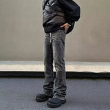 SHOPMOCHO American high street washed black jeans for men stylish and straight cut slim fit elastic micro flared pants