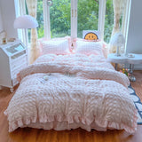 SHOPMOCHO 3pcs Korean lace Bedding set seersucker Duvet Cover Set (1*Duvet Cover + 2*Pillowcase, Without Core)for bedroom guest room