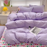Shopmocho Ins Pink Plaid Bedding Set No Filler Twin Queen Size Comforter Cover Flat Sheet Pillowcase Girls Boys Solid Blanket Duvet Duvet