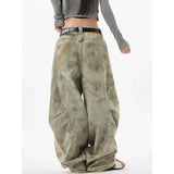 SHOPMOCHO Summer 2025 Graffiti Blue Jeans Women Y2K Vintage High Waisted Jeans Straight Streetwear Loose Large Wide Leg Denim Pants