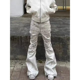 SHOPMOCHO American vibe washed and dyed design bootcut jeans for men and women, hot girl slimming, wide-legged, drapey, versatile trousers